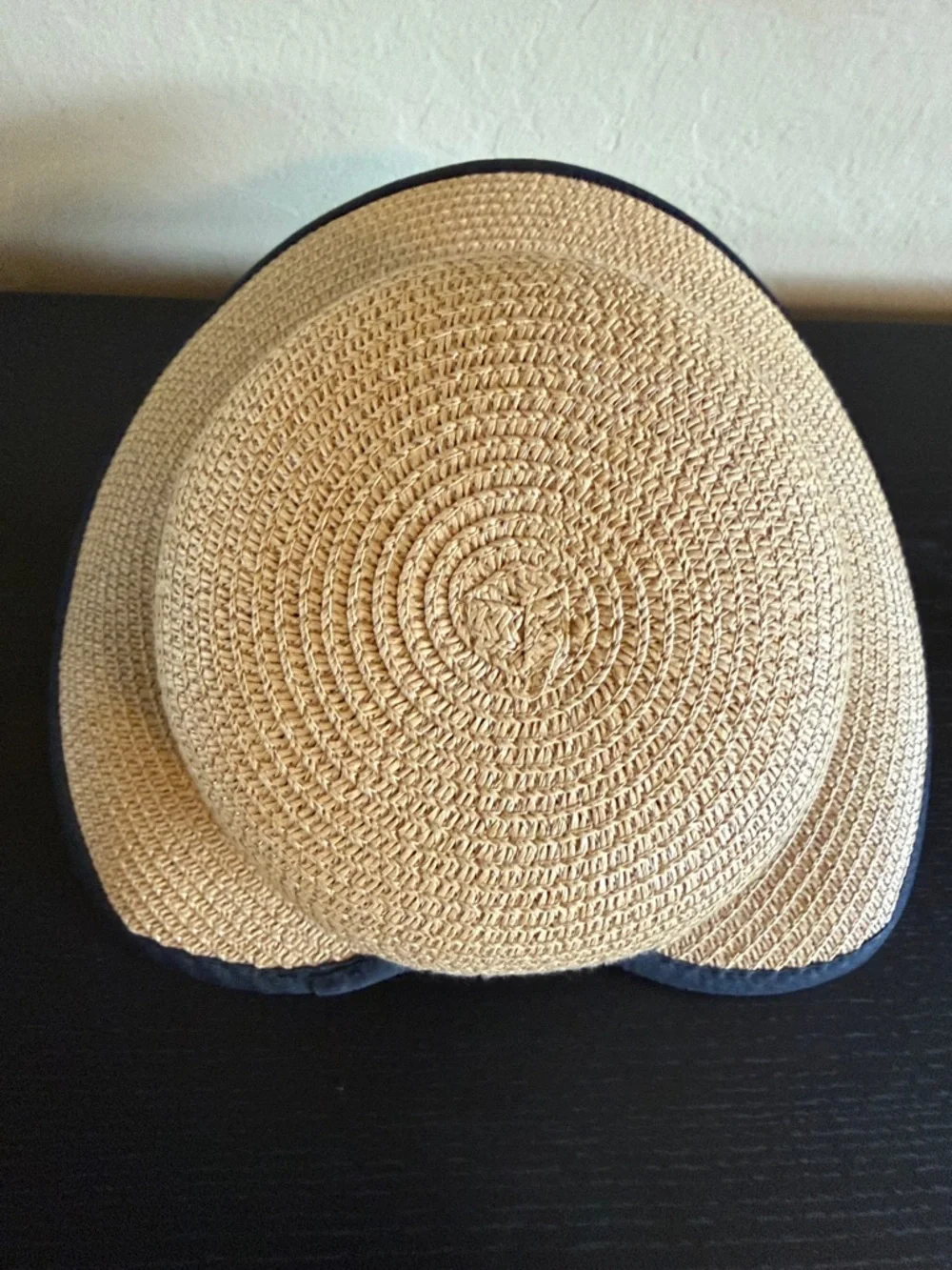 Magid Straw Sun Hat Tan/Natural with Black Ribbon Trim Bow OS New no tag